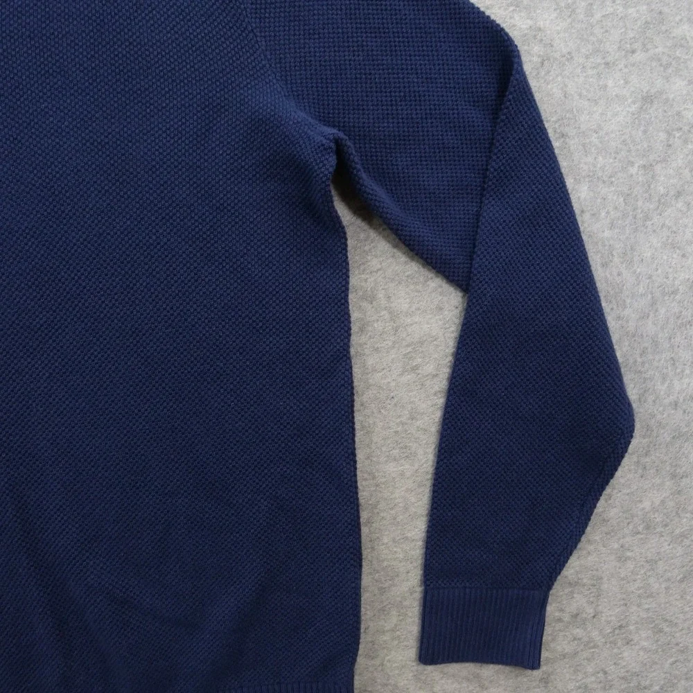 Gap Sweater Mens Medium Blue V-Neck Textured Knit Pullover Cotton New